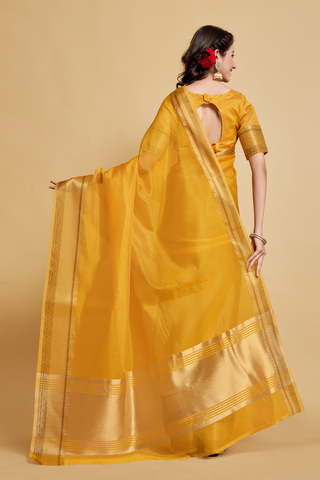 Yellow Organza Saree_Kumari Sarees
