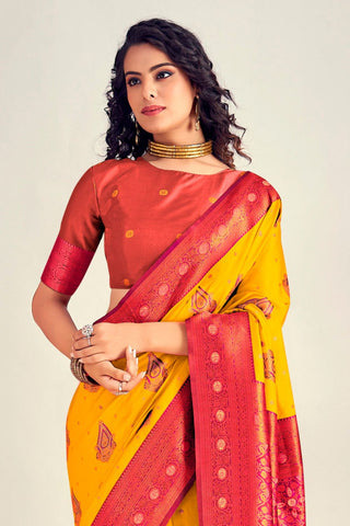 YELLOW SOFT SILK SAREE