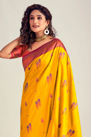 YELLOW SOFT SILK SAREE
