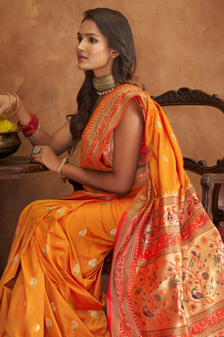 Yellow Banarasi Soft Silk Saree_KUmari Sarees