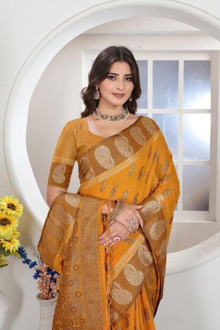 Yellow Chanderi Cotton Saree_Kumari Sarees
