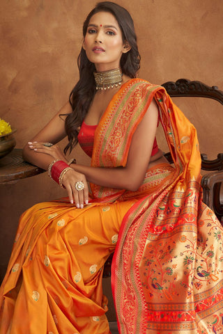 Yellow Banarasi Soft Silk Saree_KUmari Sarees