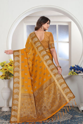 Yellow Chanderi Cotton Saree_Kumari Sarees