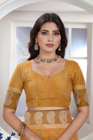 Yellow Chanderi Cotton Saree_Kumari Sarees