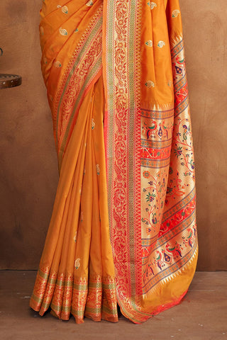 Yellow Banarasi Soft Silk Saree_KUmari Sarees
