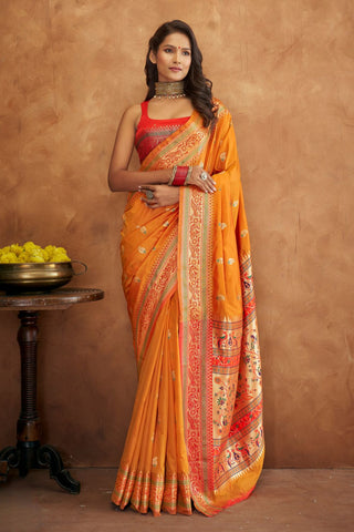 Yellow Banarasi Soft Silk Saree_KUmari Sarees