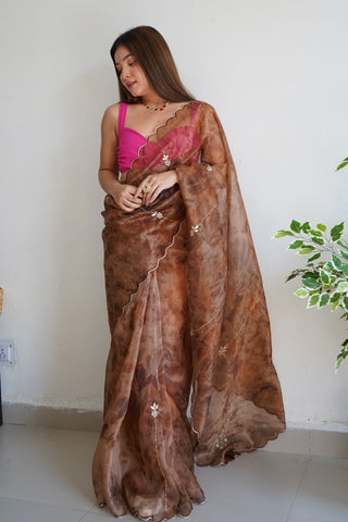 Yellow Organza Silk Saree_Kumari Sarees