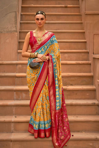 Yellow Banarasi Patola Silk Saree_Kumari Sarees