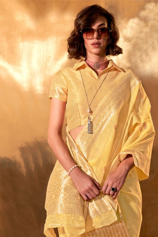 Yellow Handwoven Linen Saree