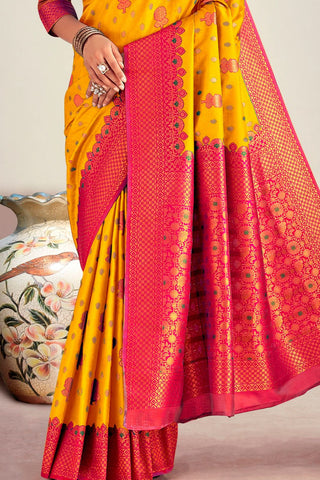 YELLOW&RED SOFT SILK SAREE