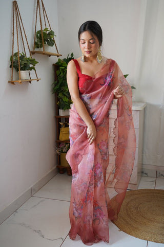 Baby Pink Organza Silk Saree_Kumari Sarees