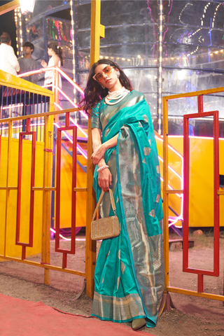 Green Silk Handloom Weaving Saree_Kumari Sarees