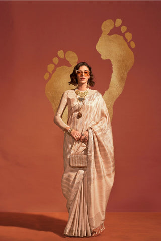 White Pure Viscose Handloom Saree_Kumari Sarees