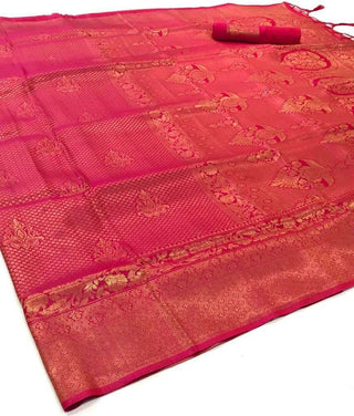 PINK KANJEEVARAM HANDLOOM SILK SAREE
