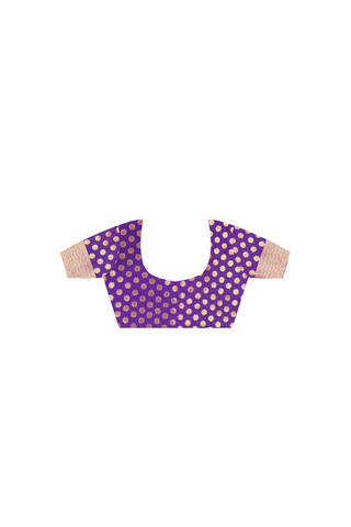 Purple Silk Handloom Weaving Saree Blouse_Kumari Sarees