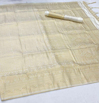 White Kanjeevaram Handloom Silk Saree