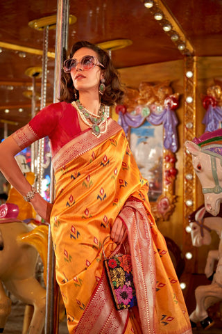 Yellow Handloom Weaving Silk Saree_Kumari Sarees