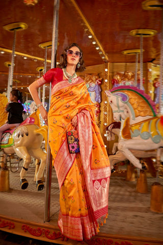Yellow Handloom Weaving Silk Saree_Kumari Sarees