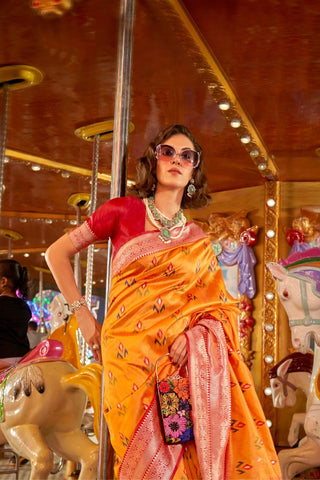 Yellow Handloom Weaving Silk Saree_Kumari Sarees