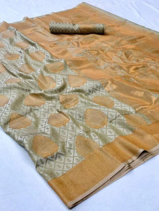 CREAM KANJEEVARAM HANDLOOM SILK SAREE