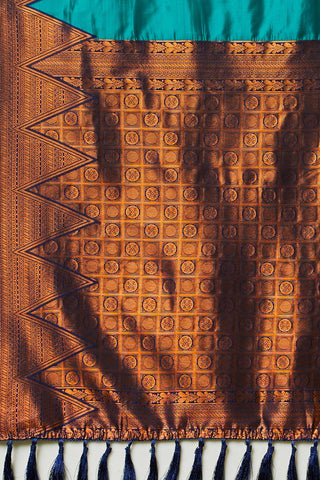 Aqua Blue Banarasi Silk Saree_Kumari Sarees