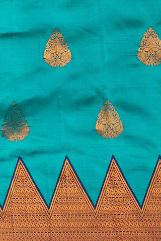 Aqua Blue Banarasi Silk Saree_Kumari Sarees