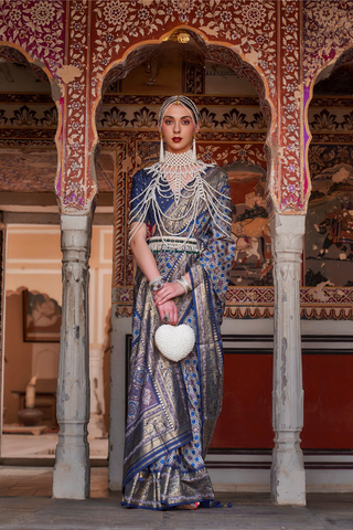 BLUE BANARASI PATOLA SILK SAREE