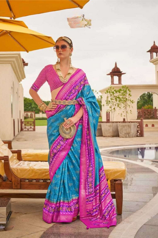 BLUE BANARASI PATOLA SILK SAREE