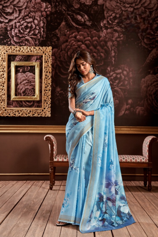 BLUE PURE HANDLOOM SILK SAREE