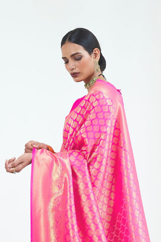 BABY PINK KANJEEVARAM HANDLOOM SILK SAREE 