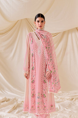 Baby Pink Pure Muslin Embroidery Kurta Set