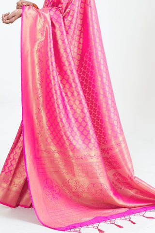 BABY PINK KANJEEVARAM HANDLOOM SILK SAREE 