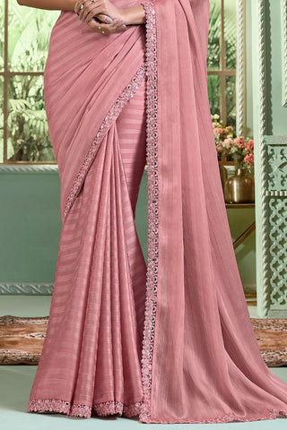 BABY PINK GEORGETTE SILK SAREE