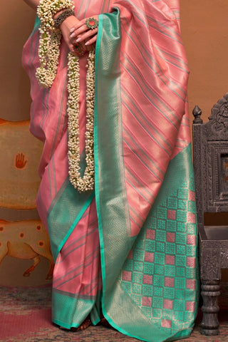 BABY PINK HANDLOOM WEAVING SILK SAREE