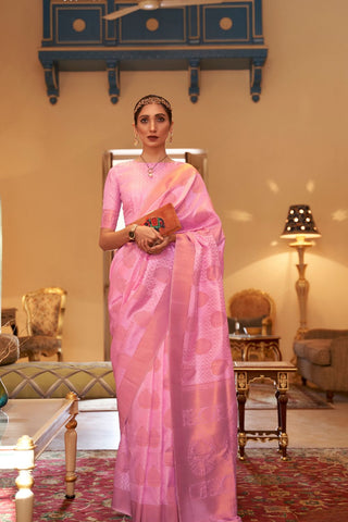 BABY PINK KANJEEVARAM HANDLOOM SILK SAREE 