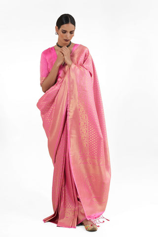 BABY PINK KANJEEVARAM HANDLOOM SILK SAREE 