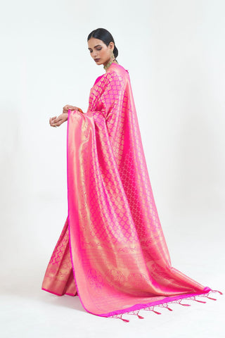 BABY PINK KANJEEVARAM HANDLOOM SILK SAREE 