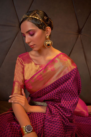 BABY PINK KANJEEVARAM HANDLOOM SILK SAREE 