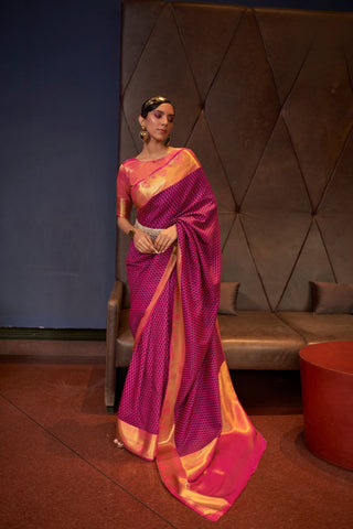 BABY PINK KANJEEVARAM HANDLOOM SILK SAREE 