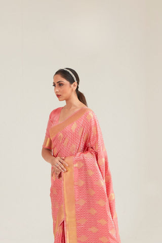 BABY PINK KANJEEVARAM HANDLOOM WEAVING SILK SAREE