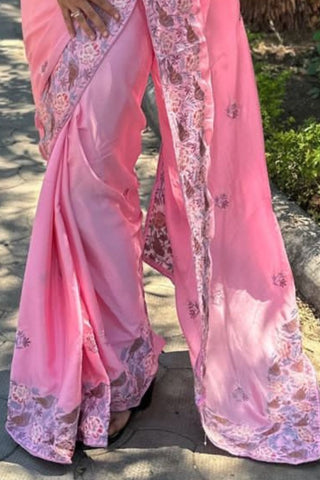 BABY PINK SIMMER SILK SAREE