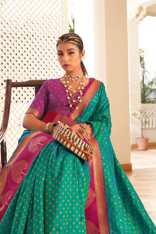 Green Soft Banarasi Paithani Saree