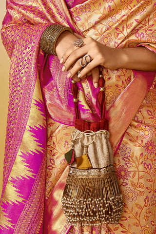 Beige Dharmavaram Silk Saree