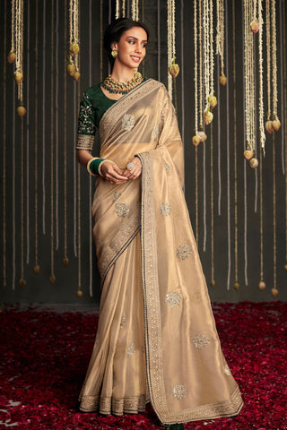 Beige Soft Tissue Silk Saree