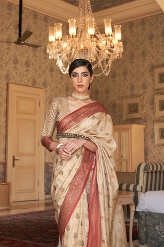 Beige Handloom Weaving Saree