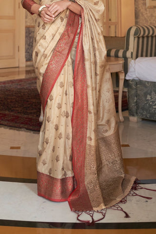 Beige Handloom Weaving Saree