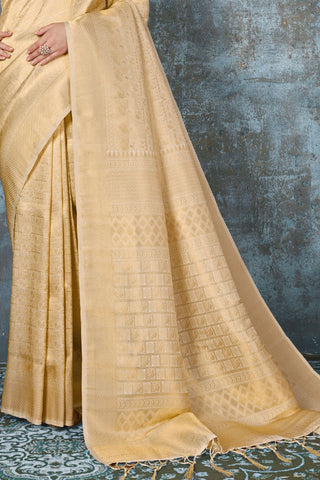 BEIGE KANJEEVARAM HANDLOOM SILK SAREE 