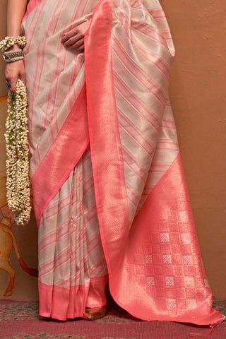 BEIGE HANDLOOM WEAVING SILK SAREE