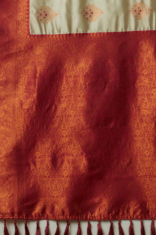 Beige Banarasi Silk saree_Kumari Sarees