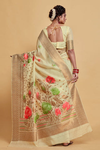 Beige Soft Cotton Saree